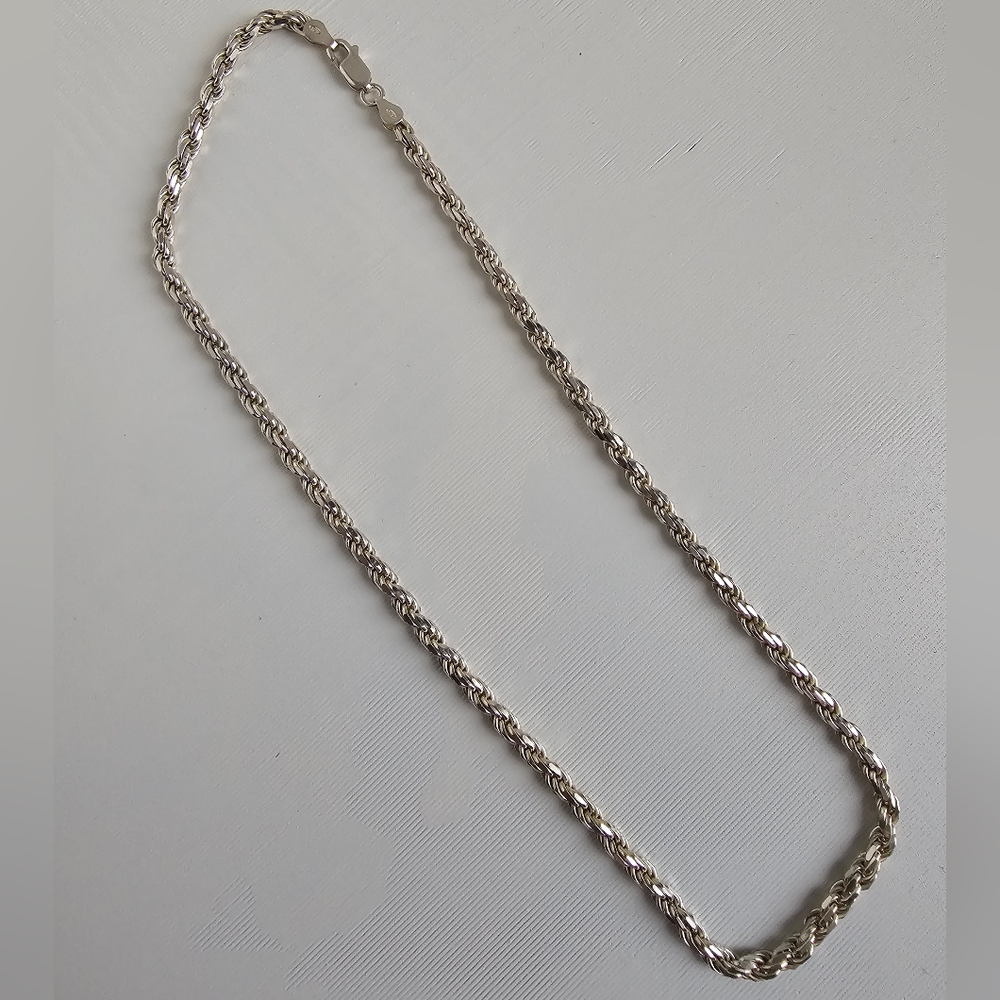 16" Solid Italian Sterling Silver Rope Chain Necklace
